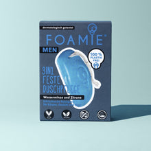 Laden Sie das Bild in den Galerie-Viewer, FOAMIE® 3 in 1 Feste Duschpflege für Männer mit Wasserminze