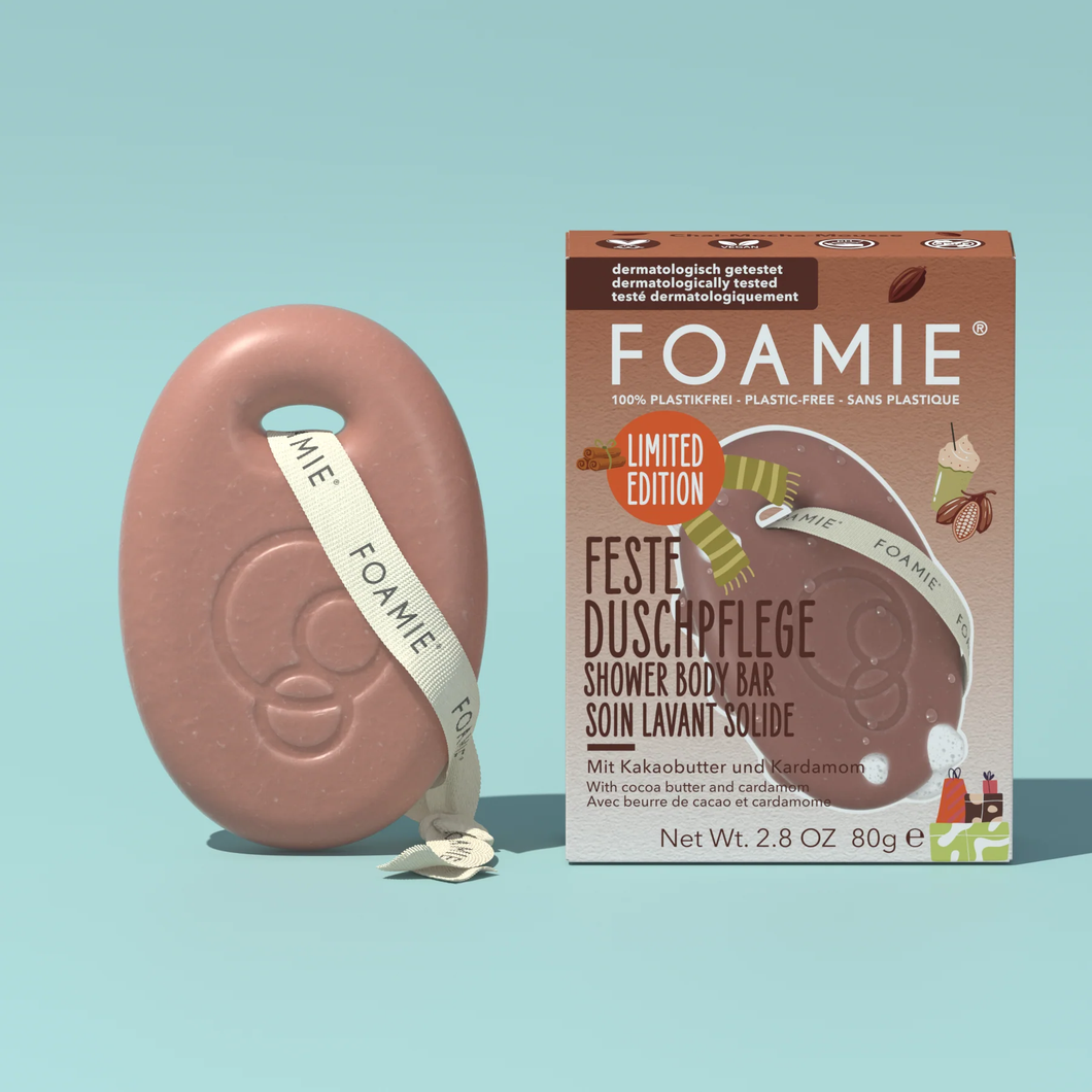 Foamie Feste Duschpflege Kakaobutter und Kardamom für wärmende Dusche