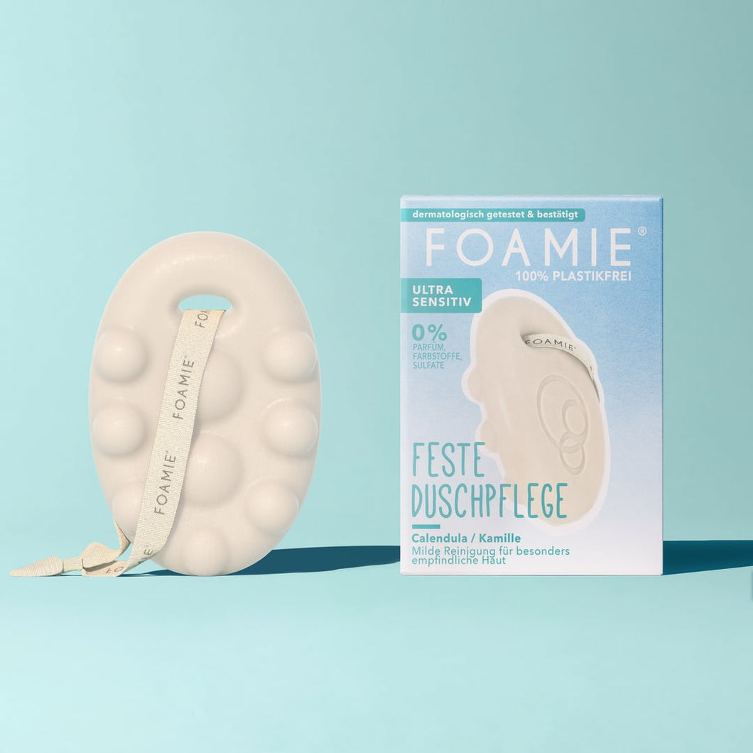 FOAMIE® Feste Duschpflege mit Calendula und Kamille für empfindliche Haut